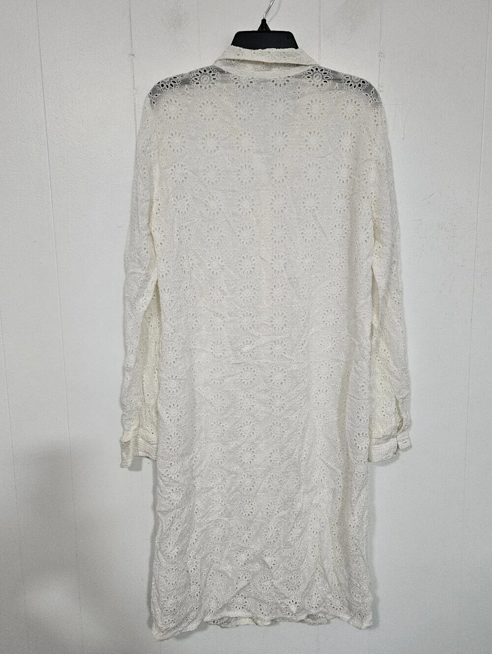 Johnny Was White Eyelet Long Button-Up Dress